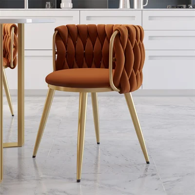 Sweave Nordic  Barrel Back Dining Chair Round Accent with Velvet Upholstery - Image 8